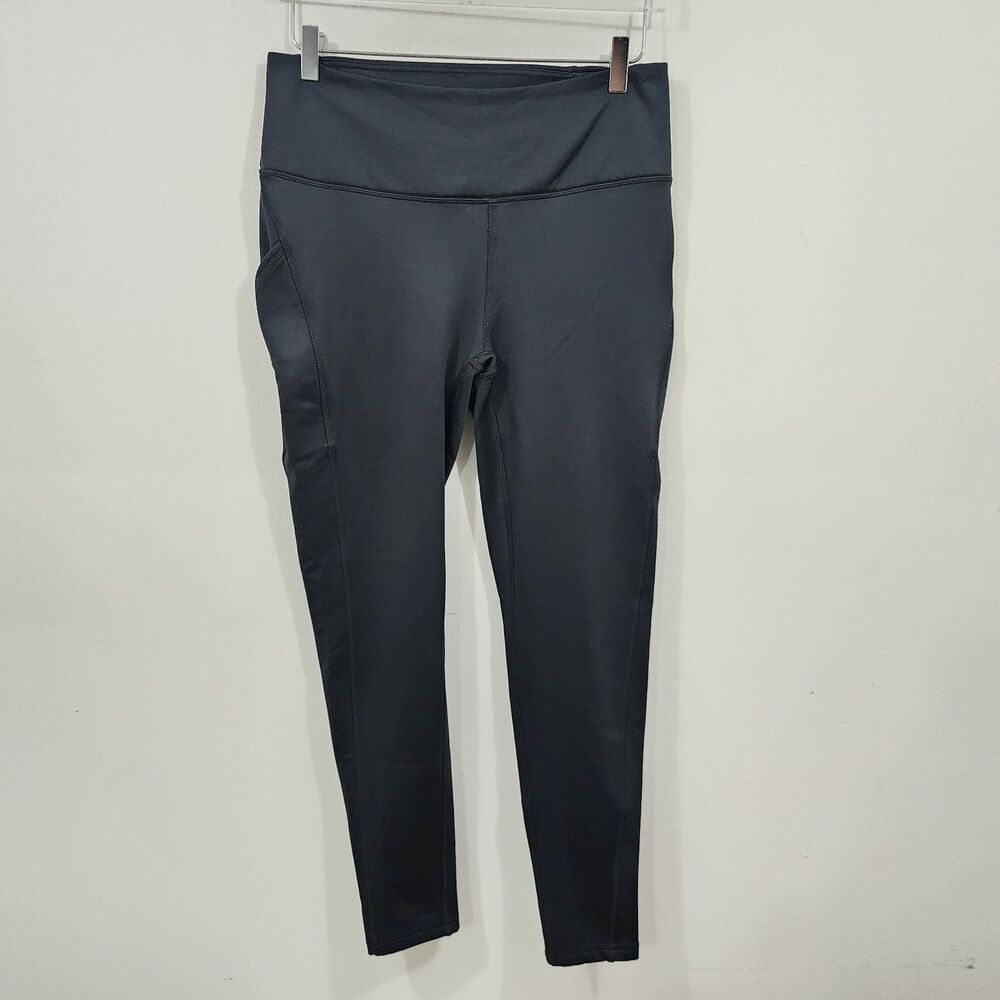 SPYDER Active Leggings Fleece Lined Black Cell Pocket High Rise Stretch Womens L